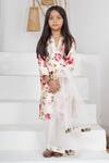 Mamma Plz_Ivory Chanderi, Cotton Floral Printed Kurta Pajama Set _Online_at_Aza_Fashions