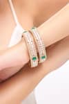 Shop_Samyukta Singhania_Gold Plated Diamonds And Green American Bangles Set _Online_at_Aza_Fashions
