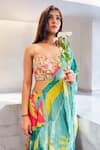 Buy_Label Lila_Green Crepe Sweetheart Neck Floral Print Sharara Set _Online_at_Aza_Fashions