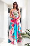 Label Lila_Multi Color Polyester, Cotton Sweetheart Neck Designer Dress _at_Aza_Fashions