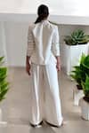 Shop_Label Lila_White Organza, Crepe Blazer Pant Set _at_Aza_Fashions