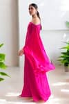 Buy_Label Lila_Pink Crepe Hot Cape Top And Pant Set _Online_at_Aza_Fashions