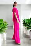 Shop_Label Lila_Pink Crepe Hot Cape Top And Pant Set _Online_at_Aza_Fashions