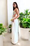Shop_Label Lila_Multi Color Polyester, Silk Bandeau Neck Floral Corset And White Pant Set _Online_at_Aza_Fashions