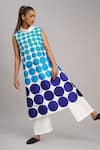 Shop_Taika By Poonam Bhagat_Blue Chanderi Embroidery Collared Ivory Polka Tunic And Pant Set _Online_at_Aza_Fashions