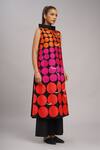 Buy_Taika By Poonam Bhagat_Black Chanderi, Cotton, Silk Collared Polka Grid Tunic Set _Online_at_Aza_Fashions