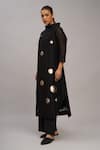 Shop_Taika By Poonam Bhagat_Black Chanderi, Cotton, Silk Sequins Mandarin Collar Gold Tunic And Pant Set _Online_at_Aza_Fashions