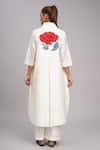 Shop_Taika By Poonam Bhagat_Ivory Chanderi, Cotton, Silk Embroidery Split V-neck Twin Poppy Tunic Set _at_Aza_Fashions