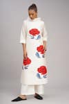 Buy_Taika By Poonam Bhagat_Ivory Chanderi, Cotton, Silk Embroidery High Neck Poppy Tunic Set _at_Aza_Fashions