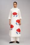 Buy_Taika By Poonam Bhagat_Ivory Chanderi, Cotton, Silk Embroidery High Neck Poppy Tunic Set 