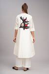 Shop_Taika By Poonam Bhagat_Ivory Chanderi, Cotton, Silk Embroidery Round Neck Twin Poppy Tunic Set _at_Aza_Fashions