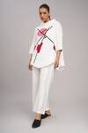 Buy_Taika By Poonam Bhagat_Ivory Cotton, Silk Embroidery High Neck Top And Pant Set _at_Aza_Fashions