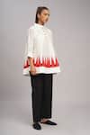 Taika By Poonam Bhagat_Ivory Chanderi Mandarin Collar Pyramid Appliqued Top _Online_at_Aza_Fashions