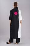 Shop_Taika By Poonam Bhagat_Black Cotton, Silk Embroidery Mandarin Collar And White Tunic & Pant Set _at_Aza_Fashions