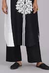 Buy_Taika By Poonam Bhagat_Black Cotton, Silk Embroidery Mandarin Collar And White Tunic & Pant Set 