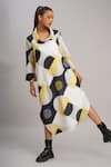 Buy_Taika By Poonam Bhagat_Black Linen Collared Mango Retro Printed Dress _Online_at_Aza_Fashions