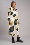 Shop_Taika By Poonam Bhagat_Black Linen Collared Mango Retro Printed Dress _Online_at_Aza_Fashions
