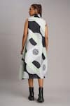 Shop_Taika By Poonam Bhagat_Black Linen Cowl Neck Mint Retro Printed Dress _at_Aza_Fashions