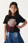 Shop_Three_Black Cotton Applique Floral T-shirt _Online_at_Aza_Fashions