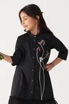 Buy_Three_Black Poplin, Net Applique Poppy Dress _Online_at_Aza_Fashions