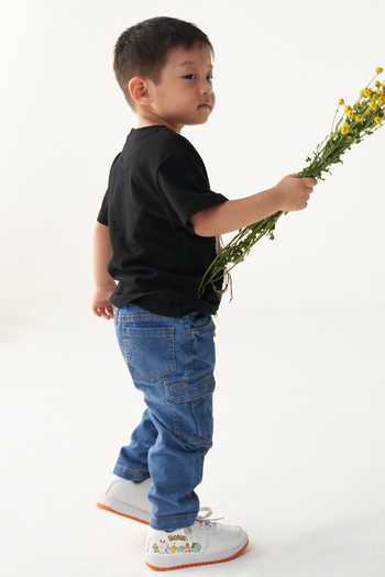 Shop_Three_Black Cotton Applique Floral T-shirt _at_Aza_Fashions