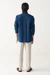 Shop_Three_Blue Handloom Cotton Embroidery Floral Indigo Shirt And Pant Set _at_Aza_Fashions