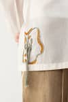 Buy_Three_Ivory Chanderi, Linen Embroidery Floral Rope Shirt And Pant Set 
