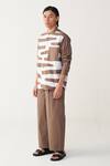 Shop Three Brown Poplin Applique Abstract Shirt Online at Aza Fashions Shop_Three_Brown Poplin Applique Abstract Shirt _Online_at_Aza_Fashions