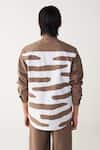 Shop Three Brown Poplin Applique Abstract Shirt at Aza Fashions Shop_Three_Brown Poplin Applique Abstract Shirt _at_Aza_Fashions