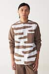Buy Three Brown Poplin Applique Abstract Shirt at Aza Fashions Buy_Three_Brown Poplin Applique Abstract Shirt _at_Aza_Fashions