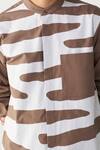 Three Brown Poplin Applique Abstract Shirt at Aza Fashions Three_Brown Poplin Applique Abstract Shirt _at_Aza_Fashions