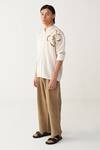 Shop_Three_Ivory Chanderi Embroidery Floral Rope Shirt _Online_at_Aza_Fashions