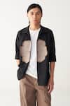 Buy_Three_Black Poplin Embroidery Floral Patch Shacket _at_Aza_Fashions