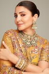 Buy_Mahima Mahajan_Yellow Organza Embroidery, Sequins, Mirrors Asymmetric Floral Lehenga Set 