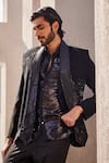 Buy_Yajy By Aditya Jain_Black Sequins Whispers Of Winter Tuxedo Set 