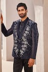 Shop_Yajy By Aditya Jain_Black Beads, Sequins Crystal Dawn Designer Tuxedo Set _Online_at_Aza_Fashions