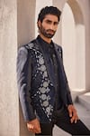 Buy_Yajy By Aditya Jain_Black Beads, Sequins Crystal Dawn Designer Tuxedo Set 
