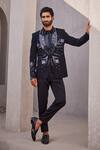 Buy_Yajy By Aditya Jain_Black Embroidery Designer Eternal Snow Tuxedo Set _at_Aza_Fashions