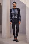 Shop_Yajy By Aditya Jain_Black Embroidery Designer Eternal Snow Tuxedo Set _at_Aza_Fashions