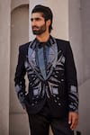 Shop_Yajy By Aditya Jain_Black Embroidery Designer Eternal Snow Tuxedo Set _Online_at_Aza_Fashions