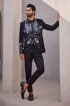 Buy_Yajy By Aditya Jain_Black Embroidery Designer Eternal Snow Tuxedo Set 