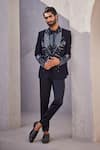 Yajy By Aditya Jain_Black Embroidery Designer Eternal Snow Tuxedo Set _Online
