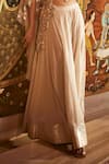 Sahil Kochhar_Beige Viscose, Crepe, Net Sequins, Embroidery Round Neck Top And Sharara Set _Online_at_Aza_Fashions