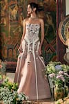 Buy_Sahil Kochhar_Pink Organza Embroidery Open Neck Designer Gown _at_Aza_Fashions