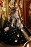 Buy_Sahil Kochhar_Black Organza Embroidery, Sequins Halter Neck Designer Gown _at_Aza_Fashions