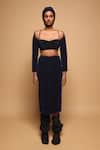 Shop_Somya Goyal_Black Viscose, Polyester, Spandex Sweetheart Neck Lumen Bustier _at_Aza_Fashions