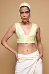 Buy_Somya Goyal_White Viscose, Polyester, Spandex V-neck Wave Bustier _at_Aza_Fashions