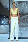 Buy_Somya Goyal_White Viscose, Polyester, Spandex V-neck Wave Bustier 