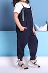 Petite Pomme_Navy Cotton Ribbons Jumpsuit And Tshirt Set _Online_at_Aza_Fashions