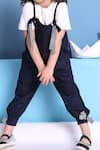 Petite Pomme_Navy Cotton Ribbons Jumpsuit And Tshirt Set _at_Aza_Fashions